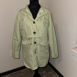 Universal Thread Green Trench Coat Utility Jacket Women's Size Large Button Up